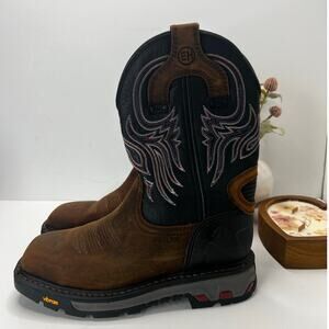 Justin Boots Mens 7220 Black & Brown Leather Western Cowboy Workwear Size 10.5D Biltrite Cowboy Boots Mens 9 Western Rodeo | Mercari main image 4